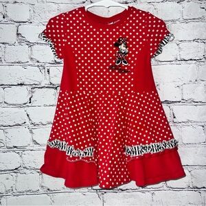 Disney Parks Minnie Mouse Short Sleeve‎ Red Polka Dot Dress Size 18 Months